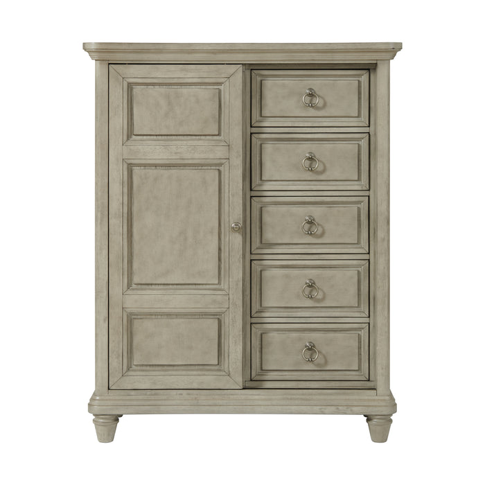 Whit-Ash 5-Drawer Door Chest in Light Grey - Maxx Save 