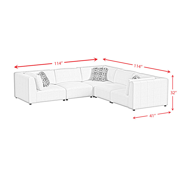 Zandara 5PC Modular Set in Olefin Beige with Ottoman
