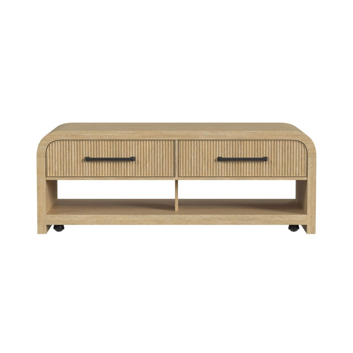 Ridgemont Coffee Table with Casters/Push Through Drawer