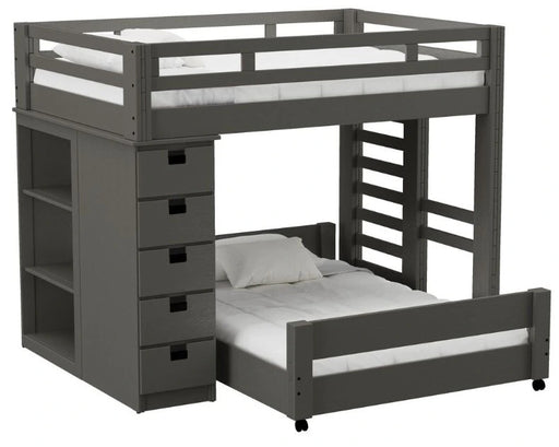 Elements International Cali Kids Twin Over Full Bookcase Loft Bed in Sleek Gray image