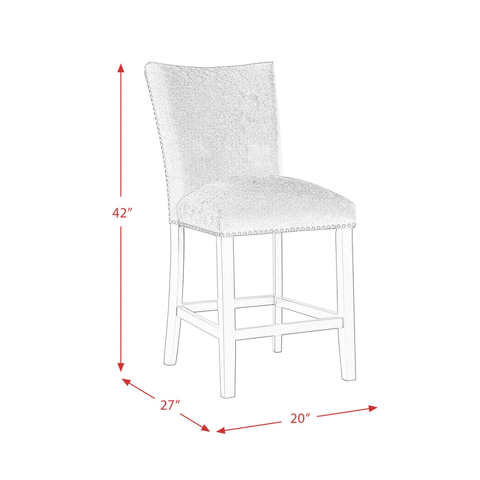 Francesca White Marble Square 5PC Counter Height Dining Set-Table & Four Blue Velvet Chairs