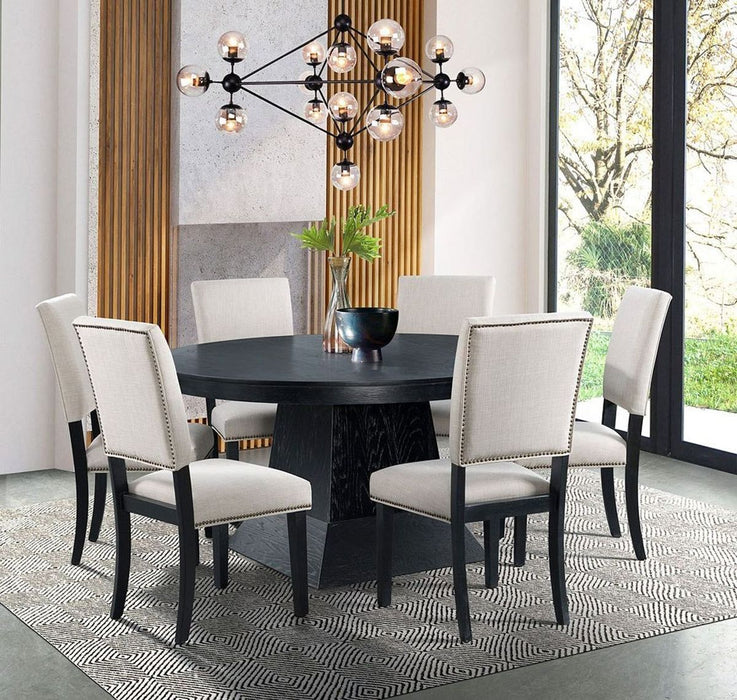 Elements International Maddox Dining Table in Dark Wire Brush