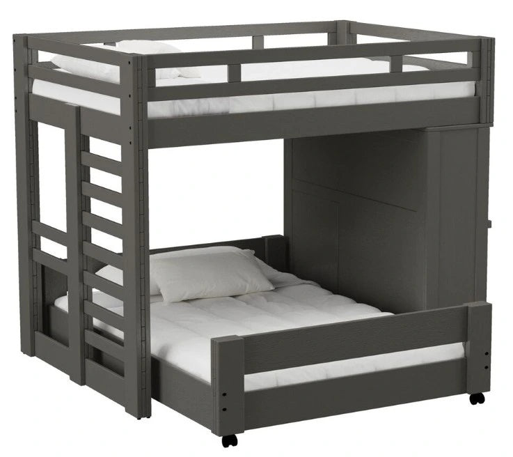 Elements International Cali Kids Twin Over Twin Basic Loft Bed with Desk in Sleek Gray image