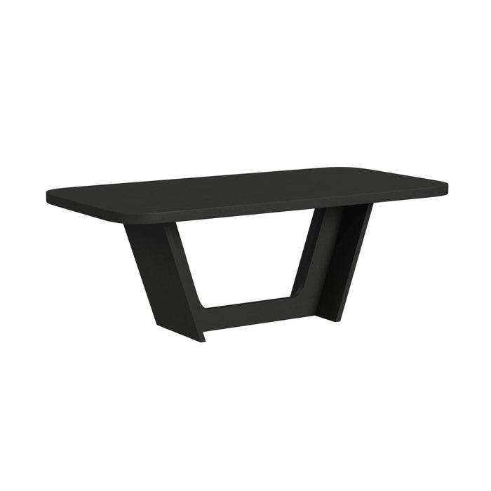 Ridgemont Standard Height Dining Set in Black with Grain-Table and Four Grey Fabric Chairs