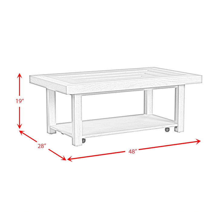 Avalanche 3PC Occasional Table Set in Antique White-Coffee Table, End Table & Sofa Table