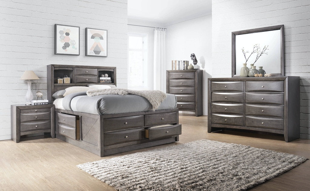 Elements International Emily Grey 3 Drawer Nightstand in Gray