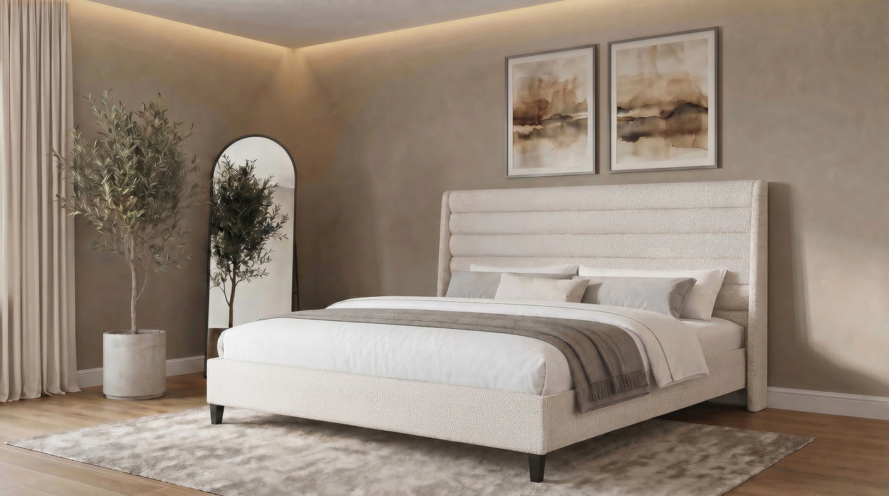 Leslie Upholstered Wingback Platform Bed