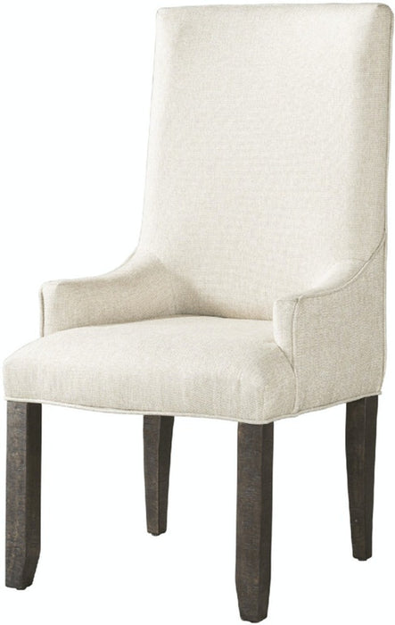 Elements International Finn Upholstered Arm Chair (Set of 2) in Cream and Smokey Walnut image