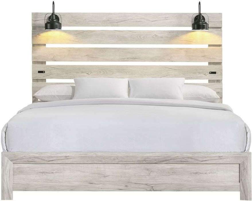 Elements International Fort Worth King Panel Bed in White