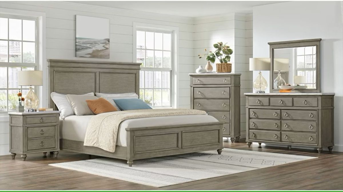 Elements International Kendari Queen Panel Bed in Grey