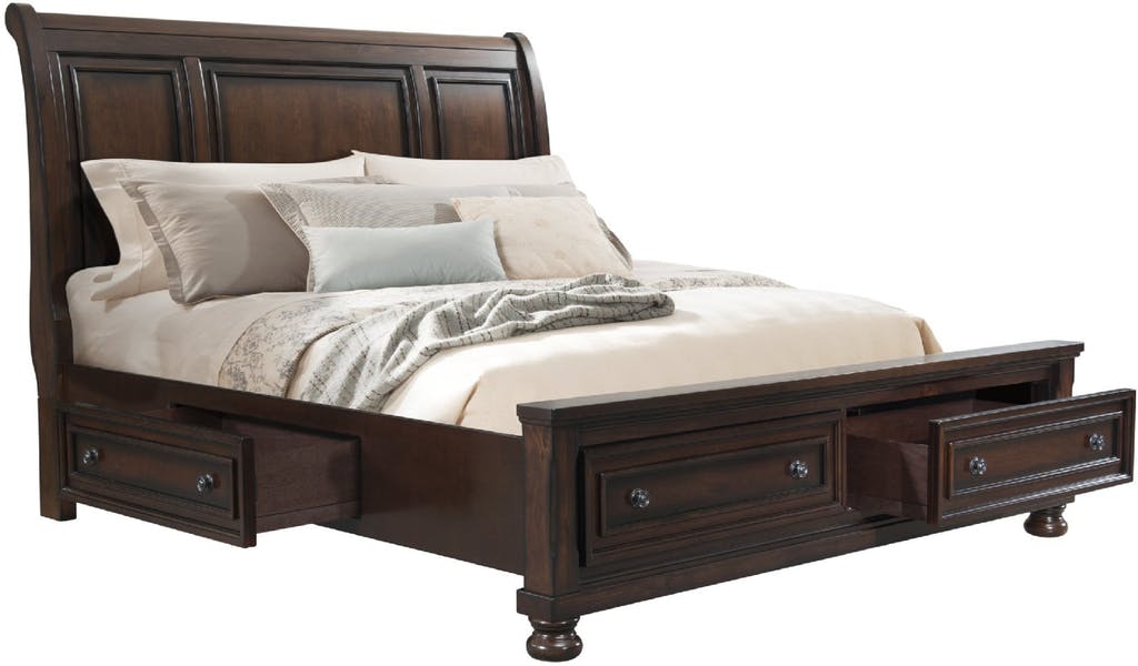 Elements International Kingston King with Footboard and Rail Storage Bed in Walnut image
