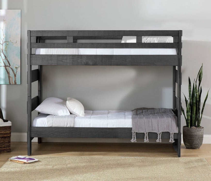Elements International Vista High Top Twin over Twin Bunk Bed with Ladder in Grey