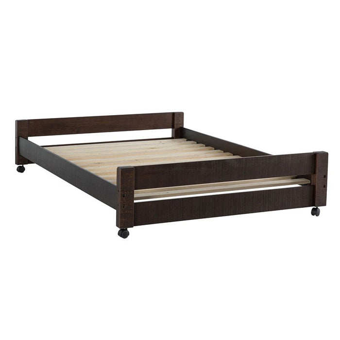 Elements International Vista Twin over Full Basic Loft Bed with Bookcase in Brown