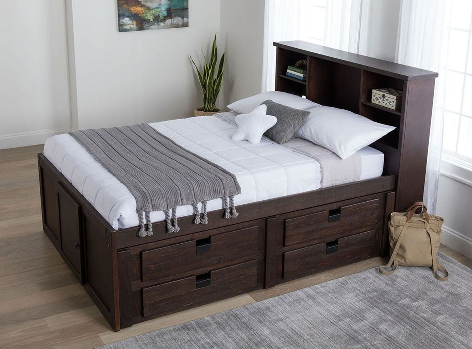 Elements International Vista Captain Bed Twin Storage Bed in Brown