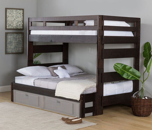 Elements International Vista High Top Twin over Full Bunk Bed with Ladder in Brown image