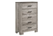 Elements International Millers Cove 5 Drawer Chest in Gray image