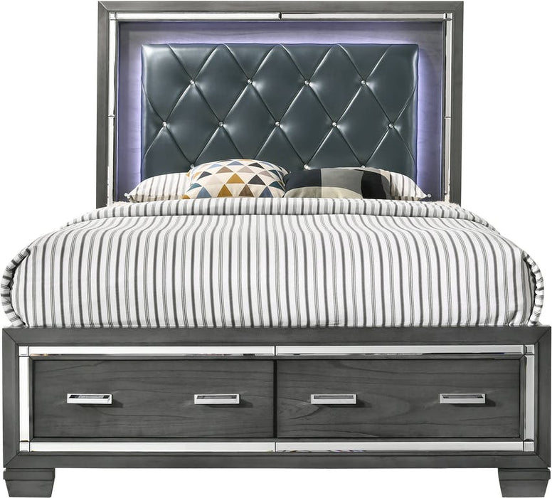Elements International Titanium King Storage Bed in Gray